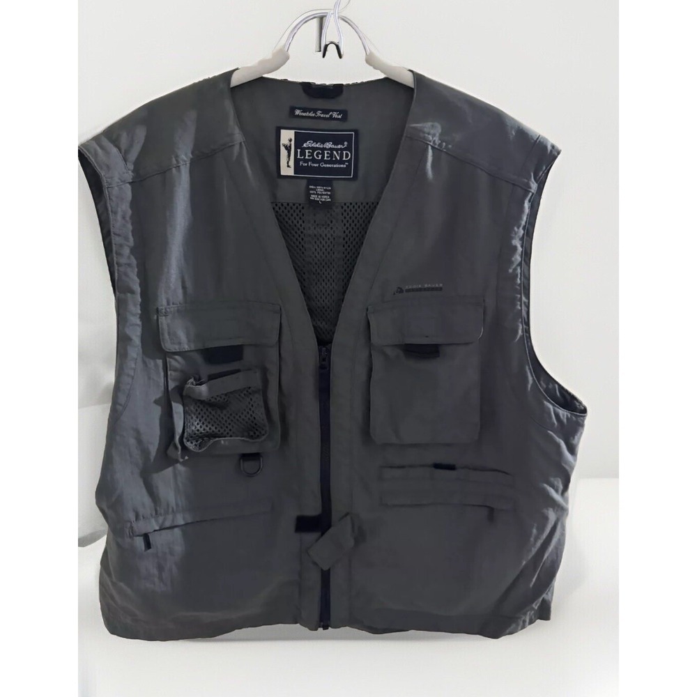 Eddie Bauer Legend Wenatchee Travel Vest Men's Large Green Earthtech Fishing